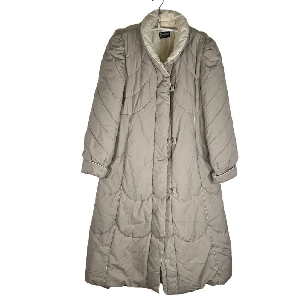 Vintage Mod Maid Beige Quilted Coat Size S